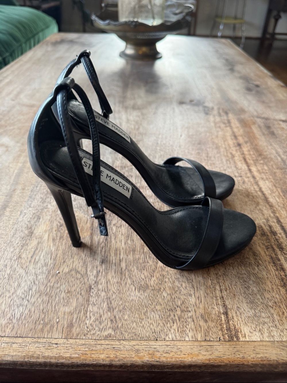 Steve Madden Black Ankle-Strap Stiletto Heels - Picture 4 of 6